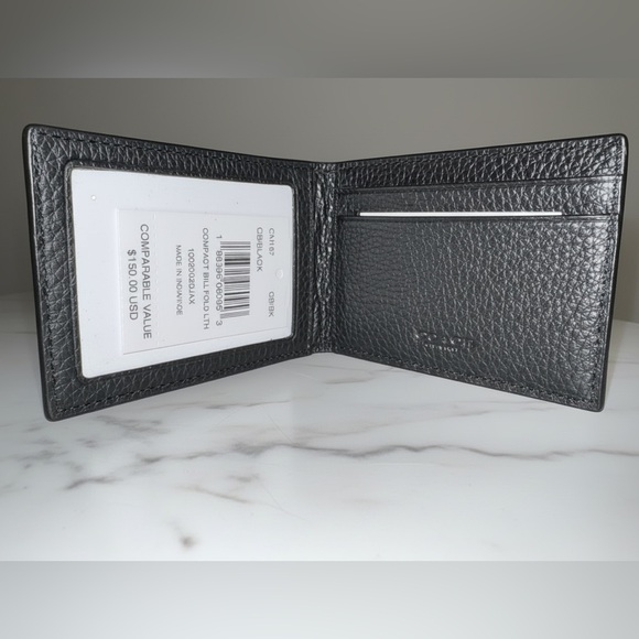 Coach Pebbled Black Leather Card Holder - Picture 2 of 3